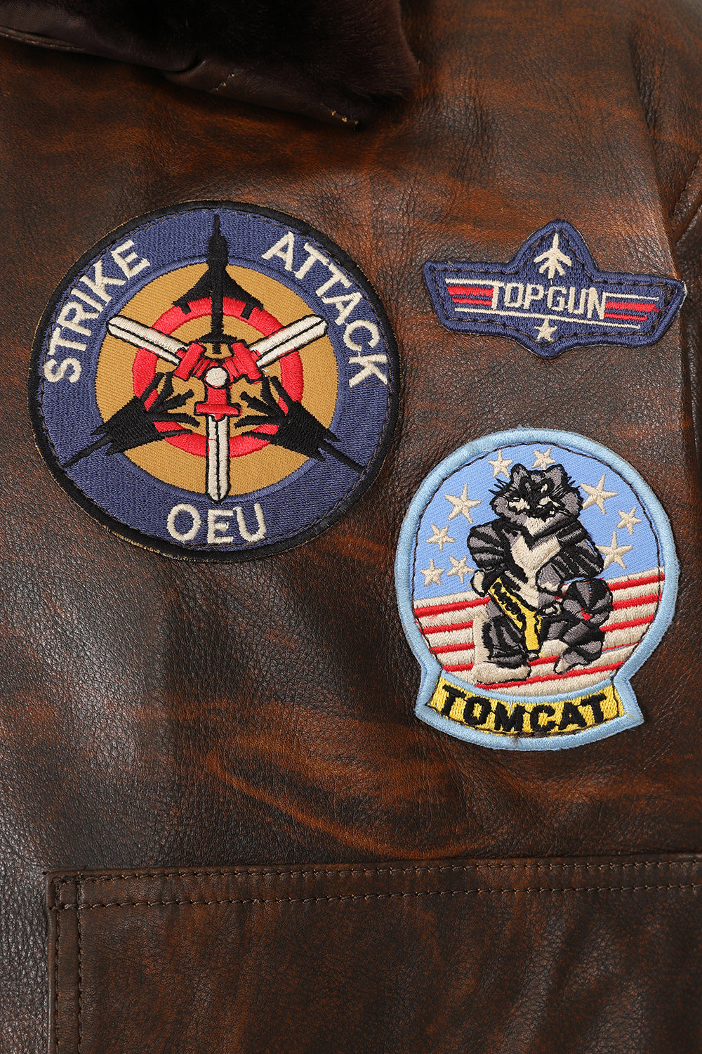 TOMMY Genuine Leather Pilot Jacket - Detachable Fur Collar