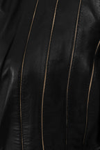 JUDY 2020 Fitted Lamb Nappa Leather Jacket - Black Cream Contrast