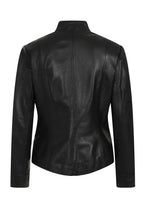 JUDY 2020 Fitted Lamb Nappa Leather Jacket - Black Cream Contrast