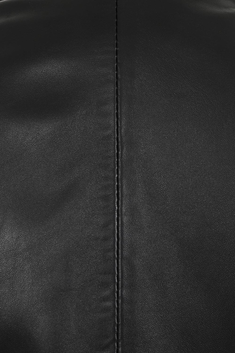 JUDY 2020 Fitted Lamb Nappa Leather Jacket - Black Cream Contrast
