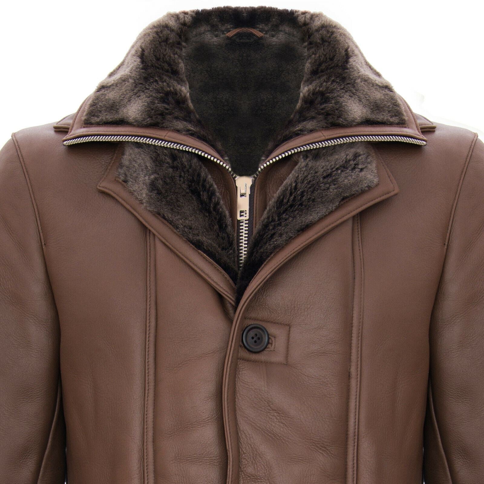Mens Warm Shearling Sheepskin Leather Coat-Florence