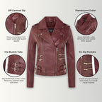 Womens Leather Brando Biker Jacket - Orlando