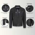 Men's Modern Classic Leather Quilted Biker Jacket - Derry
