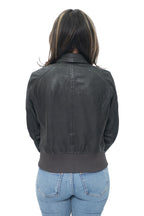 Womens Leather MA-1 Varsity Jacket-Ann Arbor