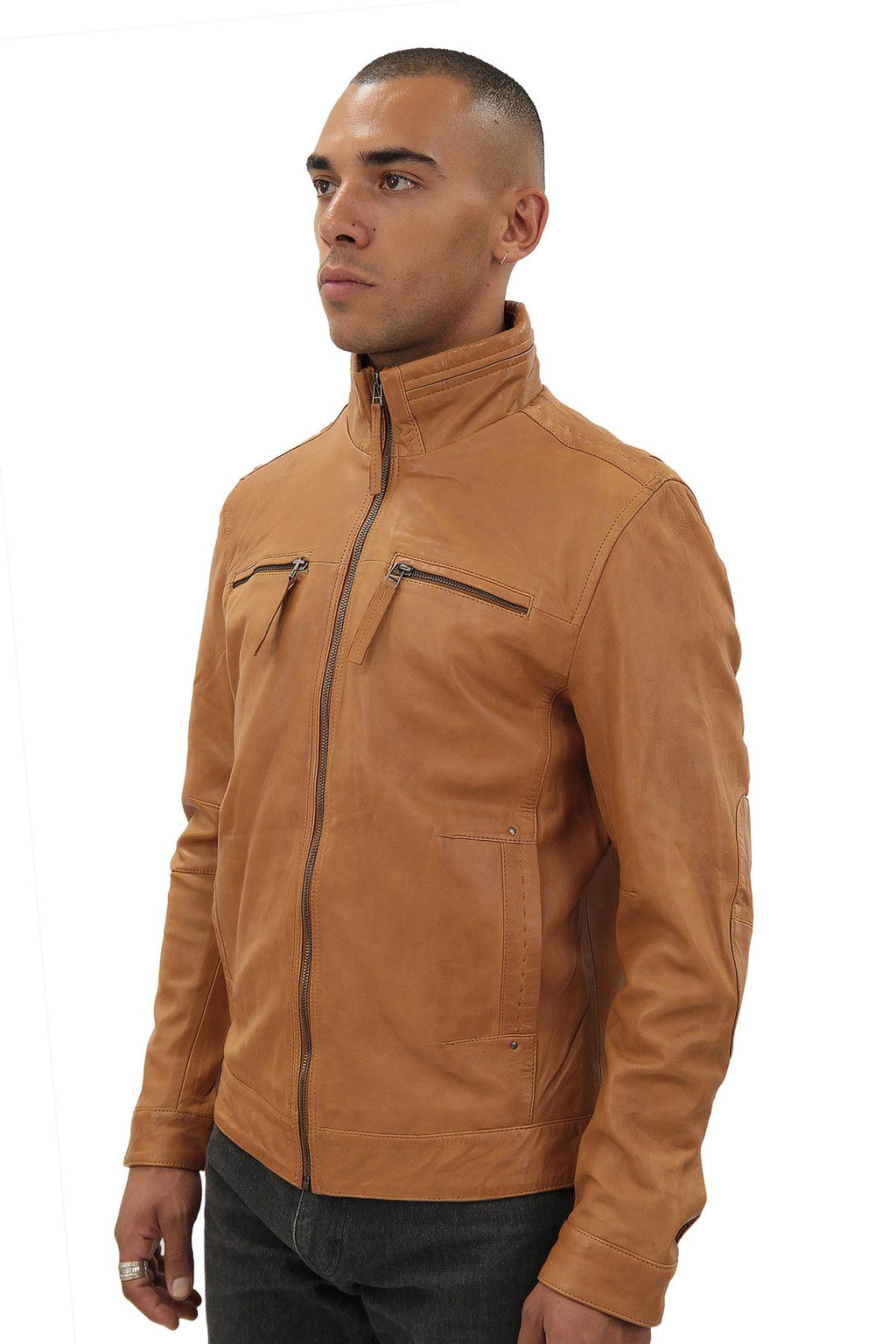 Mens Classic Leather Biker Jacket-Caracas