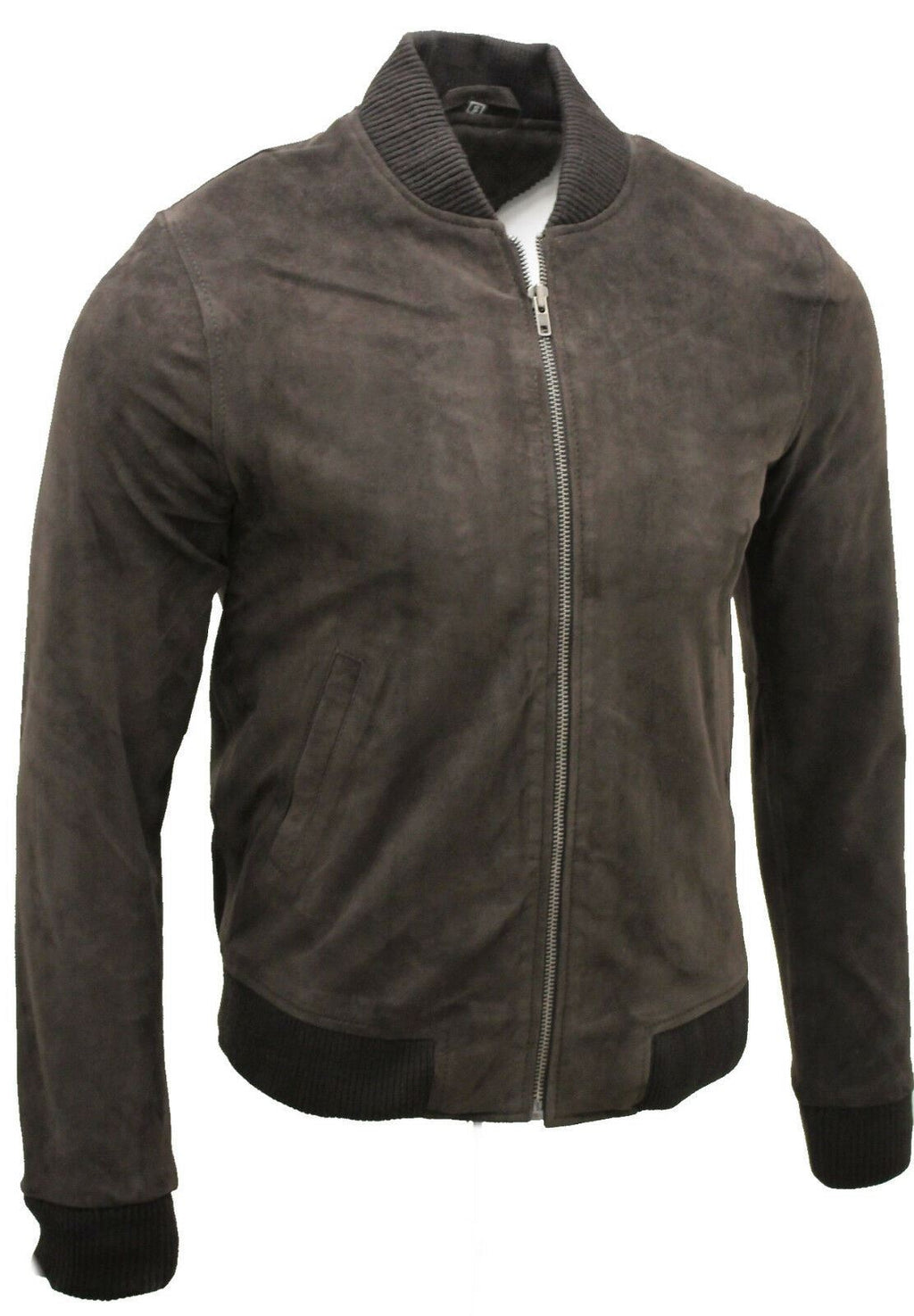 Mens Varsity Soft Suede Leather Bomber Jacket