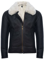Mens B3 WW2 Leather Sheepskin Aviator Flying Jacket-Charleston