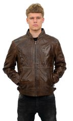 Mens Retro Biker Leather Jacket-Sydney