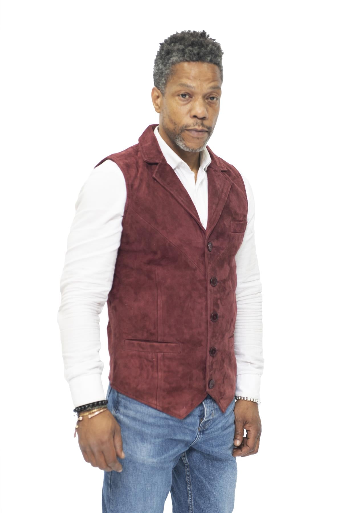 Mens Classic Smooth Goat Suede Leather Waistcoat-Exeter