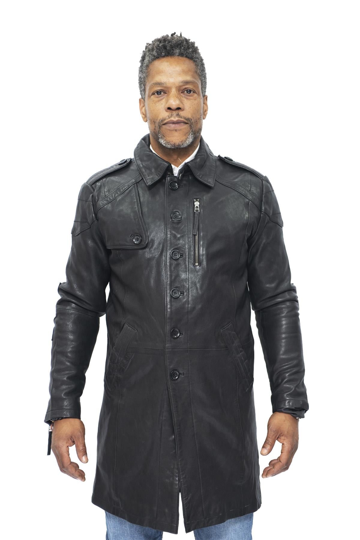 Mens Leather Trench Coat-Hamburg