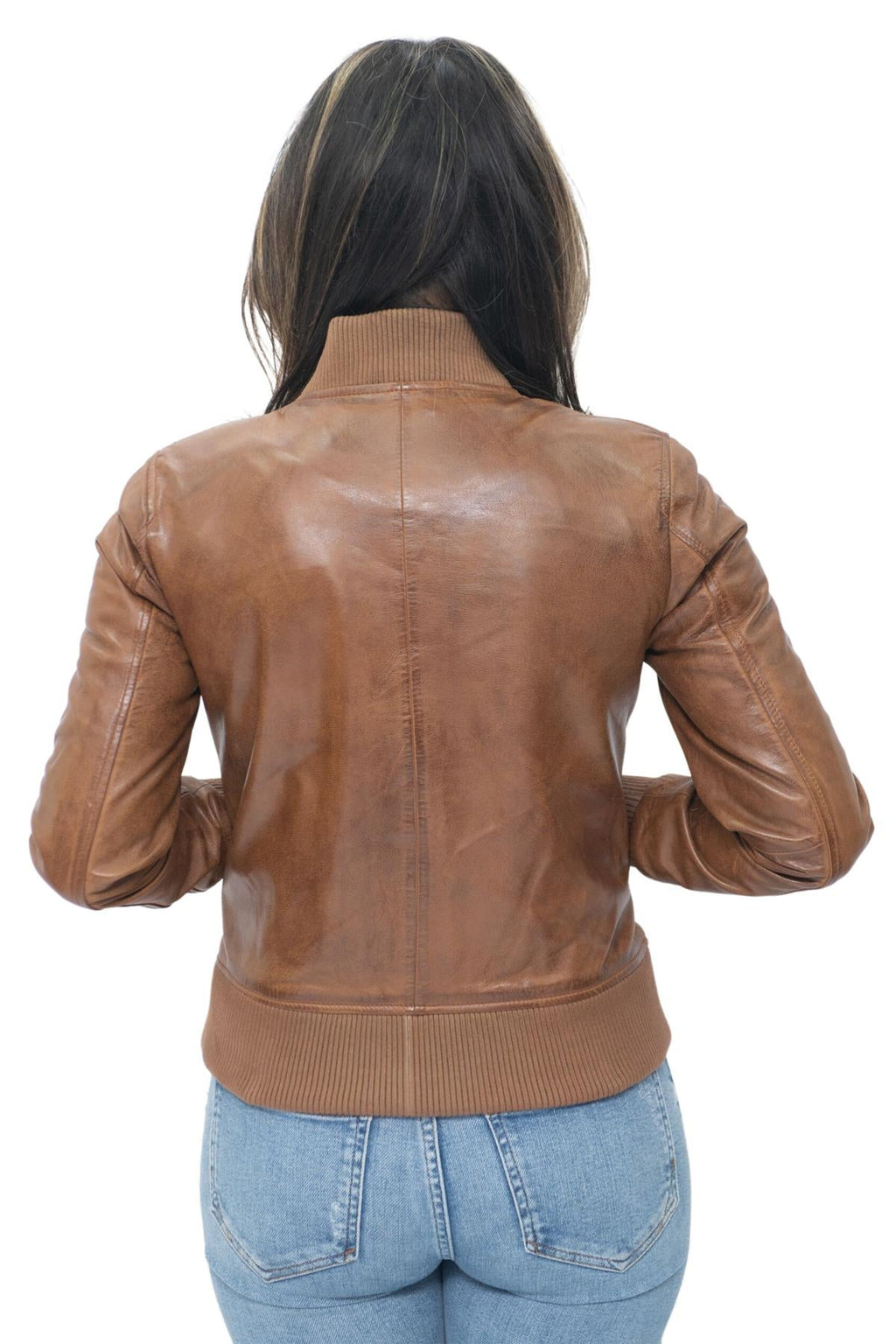 Womens MA-1 Leather Bomber Jacket-Abbotsford