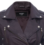 Womens Leather Brando Biker Jacket-Loddon