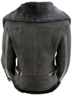 Womens Merino Sheepskin Aviator Leather Jacket-Asmara