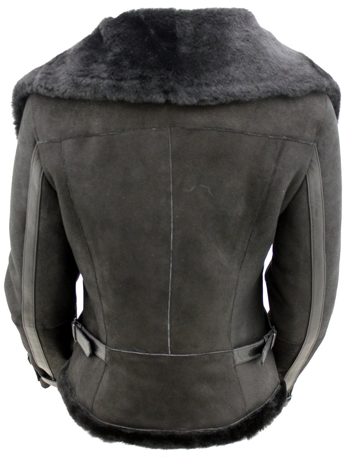 Womens Merino Sheepskin Aviator Leather Jacket-Asmara