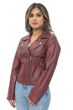 Womens Leather Classic Biker Brando Jacket-Baku