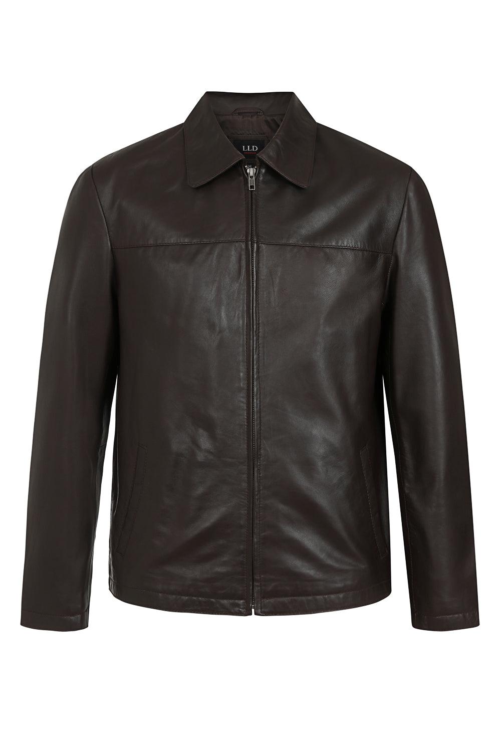 ANDREW Men's Brown Lamb Nappa Leather Jacket - Classic Design
