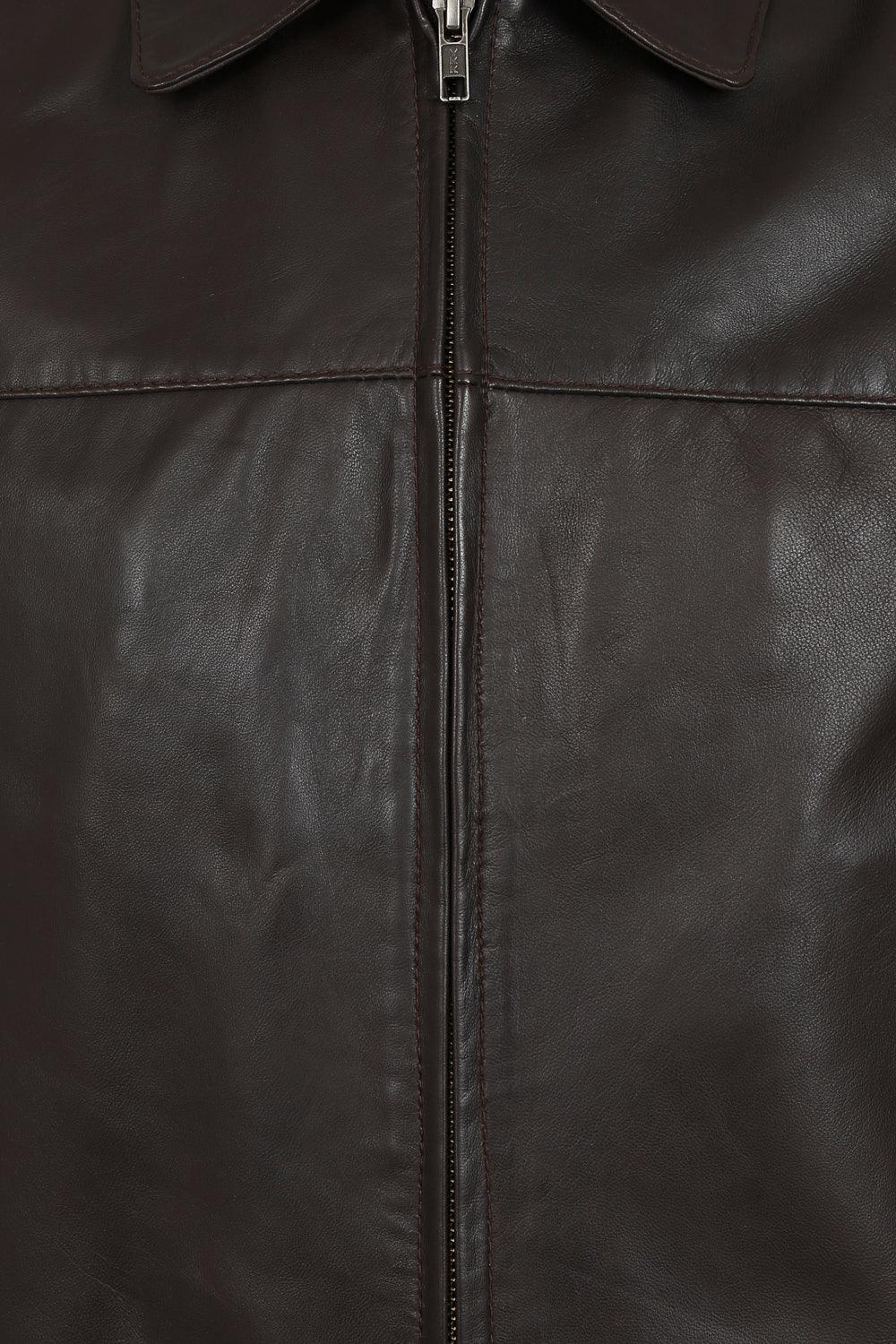 ANDREW Men's Brown Lamb Nappa Leather Jacket - Classic Design