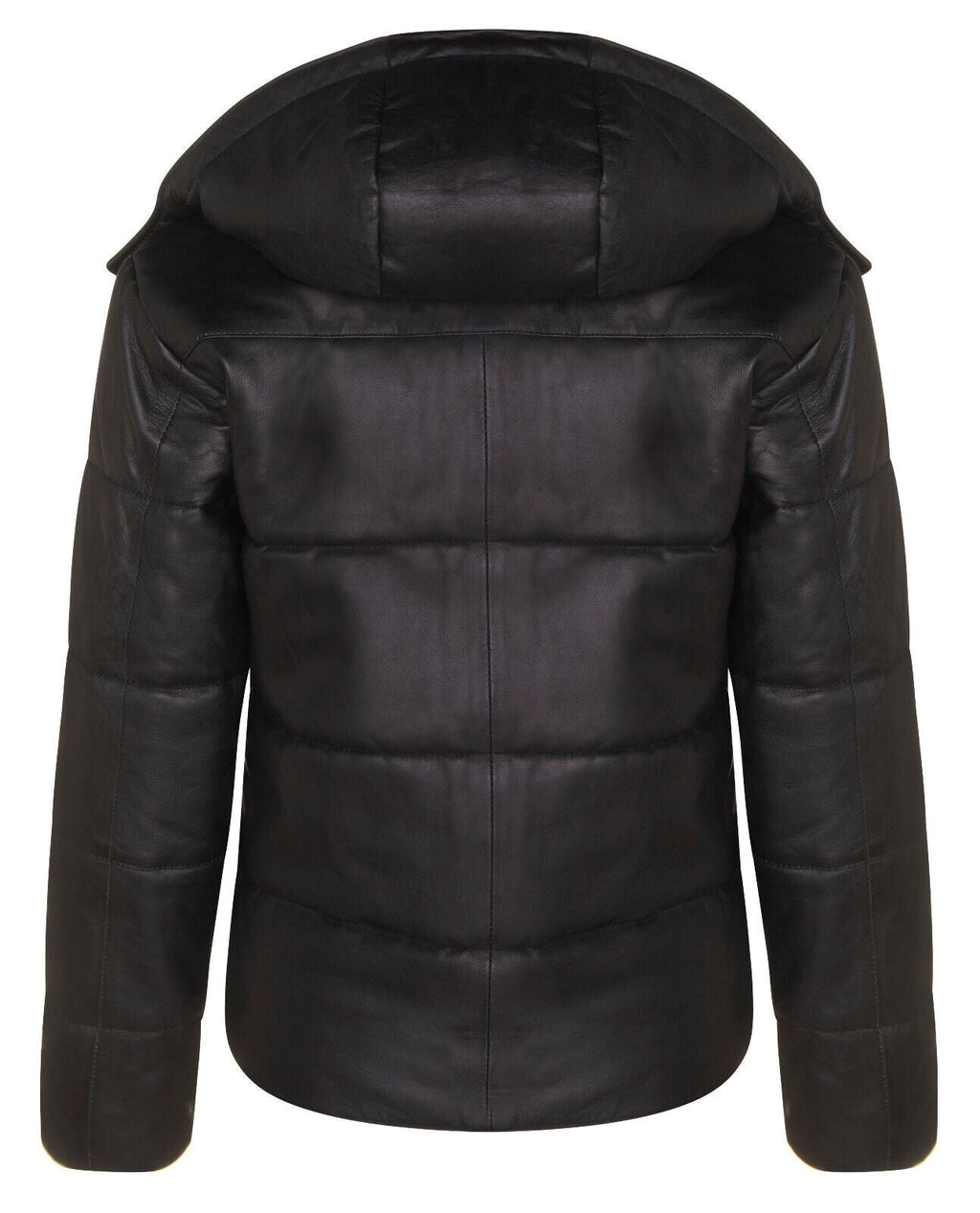 Womens Puffer Leather Bomber Jacket-Ajax