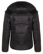 Womens Puffer Leather Bomber Jacket-Ajax
