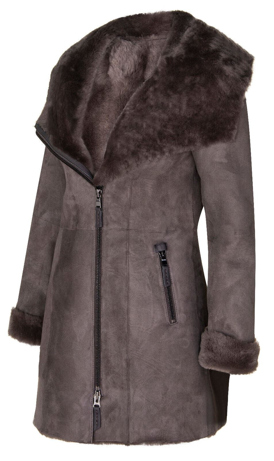 Womens Merino Sheepskin Hooded Coat-Antioch