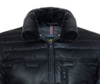 Mens Leather Quilted Puffer Biker Jacket - Thornton
