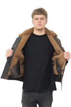 Mens Antique Sheepskin Bomber Jacket-Algorta