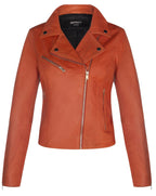Womens Leather Classic Biker Brando Jacket-Baku
