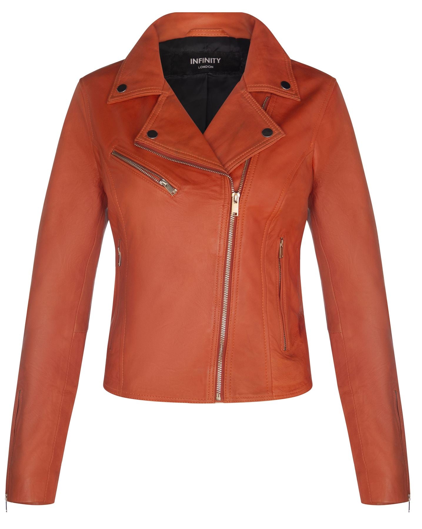 Womens Leather Classic Biker Brando Jacket-Baku