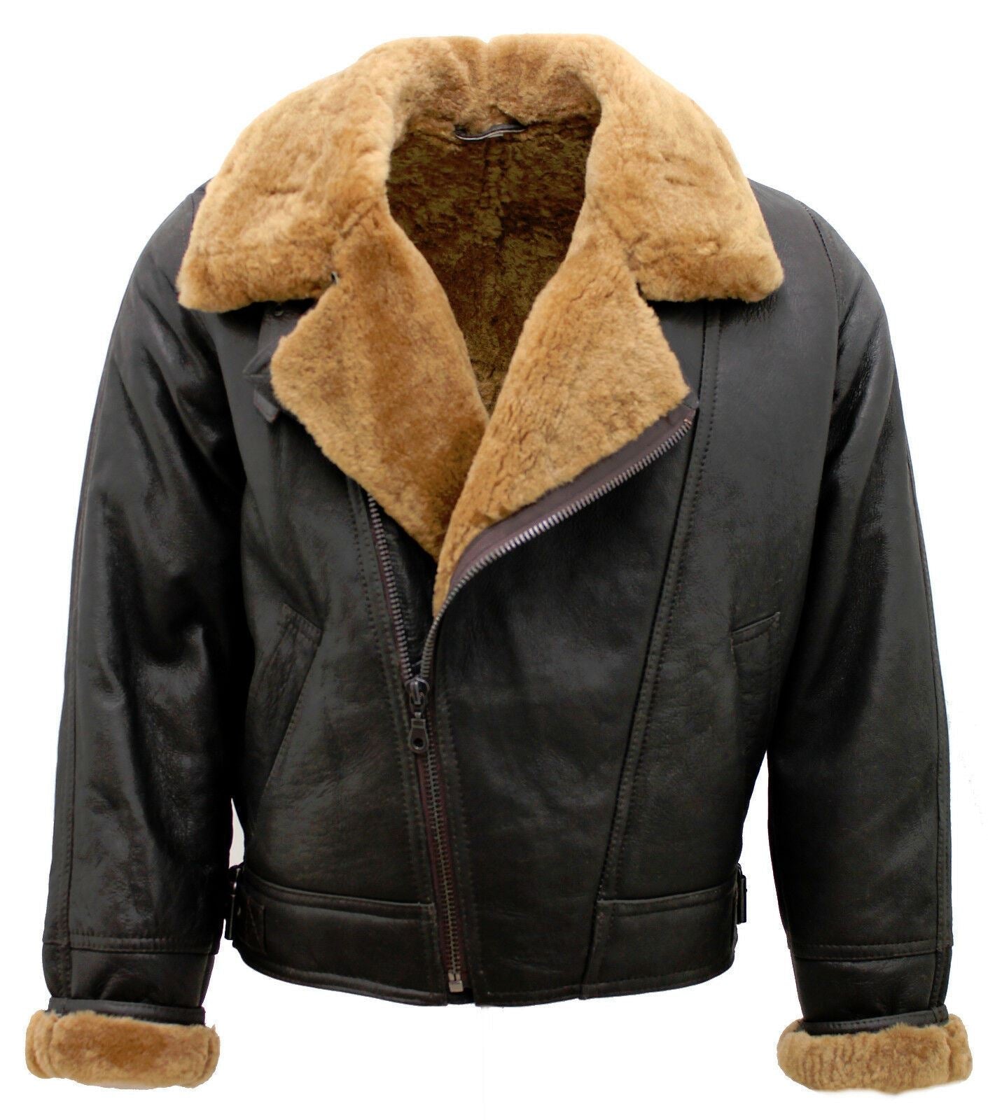 Mens Sheepskin Leather WW2 Bomber Jacket-Tucson