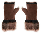Womens Shearling  Mittens Fingerless Cuffs Toscana Suede Sheepskin Fur