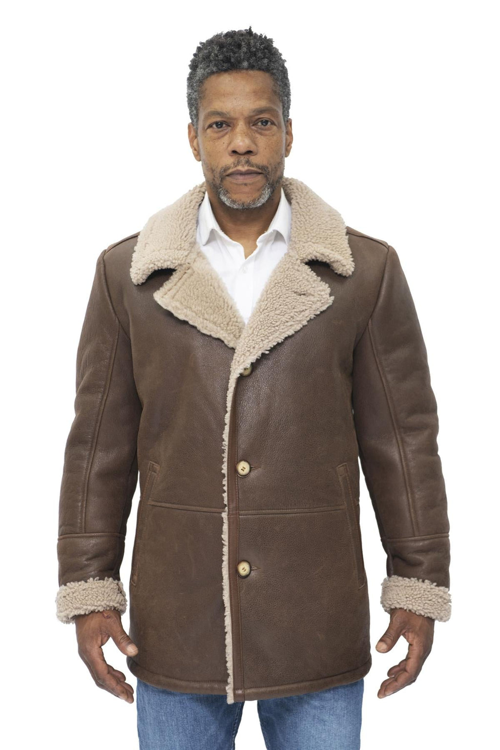 Mens Classic Sheepskin Leather Crombie Jacket-Brisbane