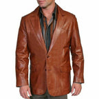 Scully Men's Lamb Leather Blazer Big Medium Brown 50 REG