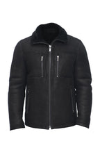 Mens Sheepskin Biker Bomber Jacket-Agboville