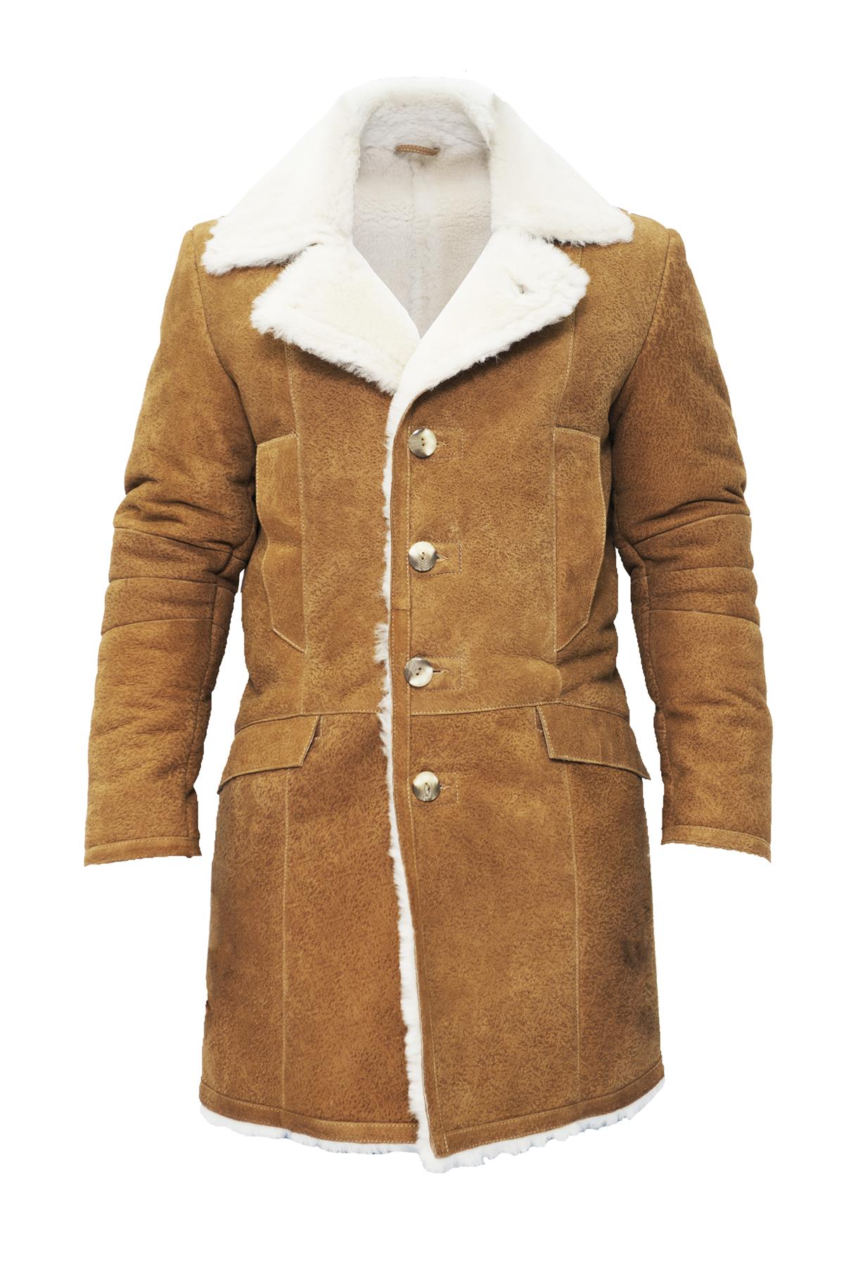 Mens Warm Sheepskin Trench Coat-Managua