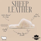 Women's Sheepskin Slippers Beige Warm Winter Fur Sliders - Nordic
