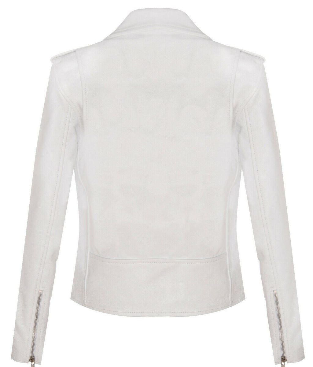 Womens Cowhide Leather Biker Jacket-Mansfield