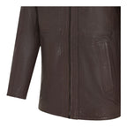 Mens Warm Mid-Length Leather Biker Coat - Sikander