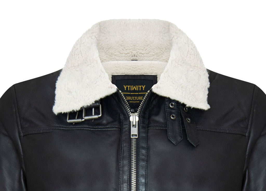 Men's Leather Quilted Biker Puffer Jacket - Brasília