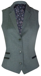 Womens 1920s Green Wool Classic Retro Vintage Waistcoat