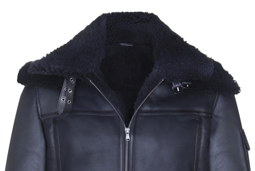 Mens Retro Biker Sheepskin Jacket-Avignon