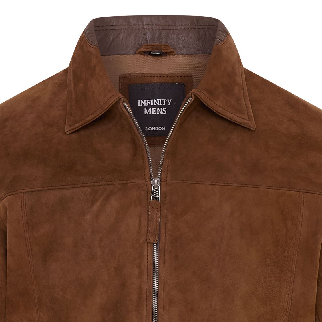 Mens Retro Classic Suede Leather Harrington Biker Jacket - Bryne