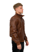 Mens Leather Varsity Bomber Jacket-Adana