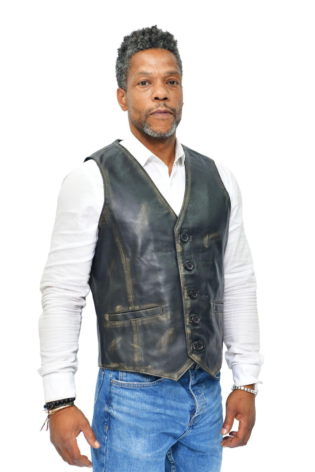 Mens Classic Leather Waistcoat-Chester