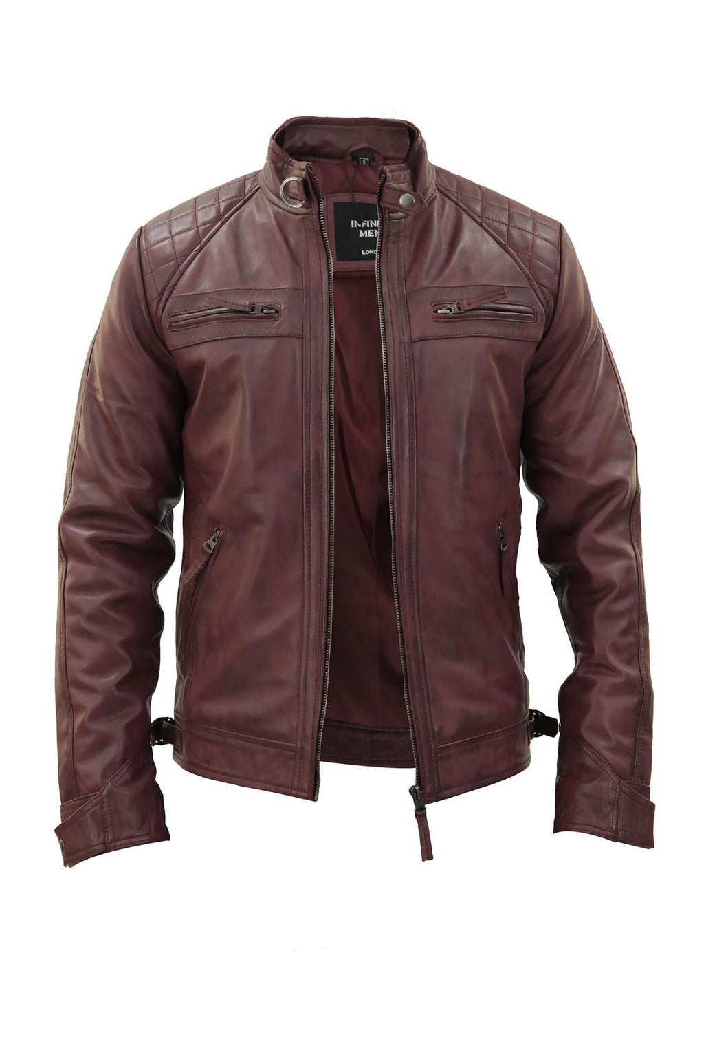 Men's Vintage Leather Quilted Biker Jacket-Monaco