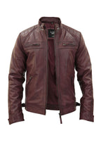 Men's Vintage Leather Quilted Biker Jacket-Monaco