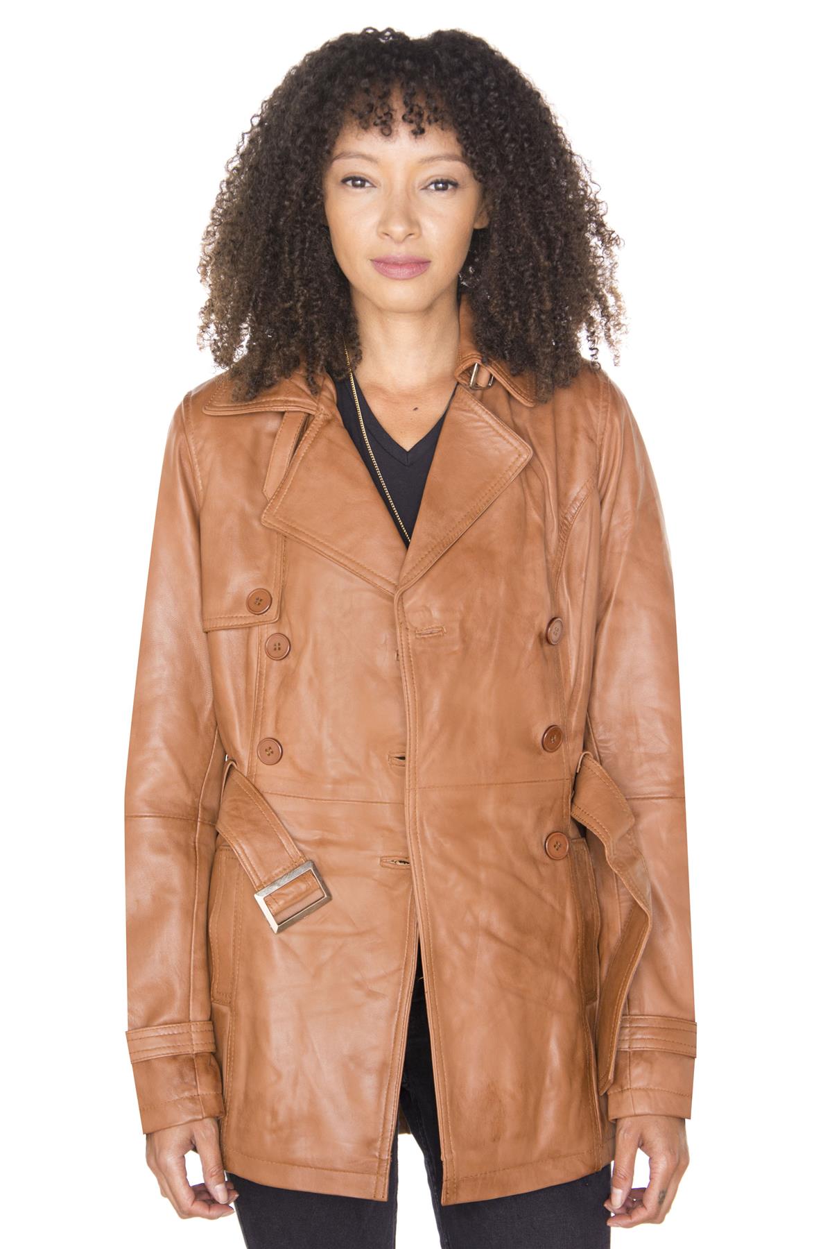 Womens Nappa Leather Trench Coat-Mosul