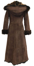 Womens Suede Toscana Sheepskin Hooded Trench Coat-Fribourg
