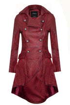 Womens Goth Leather Edwardian Flare Coat-Rushmoor