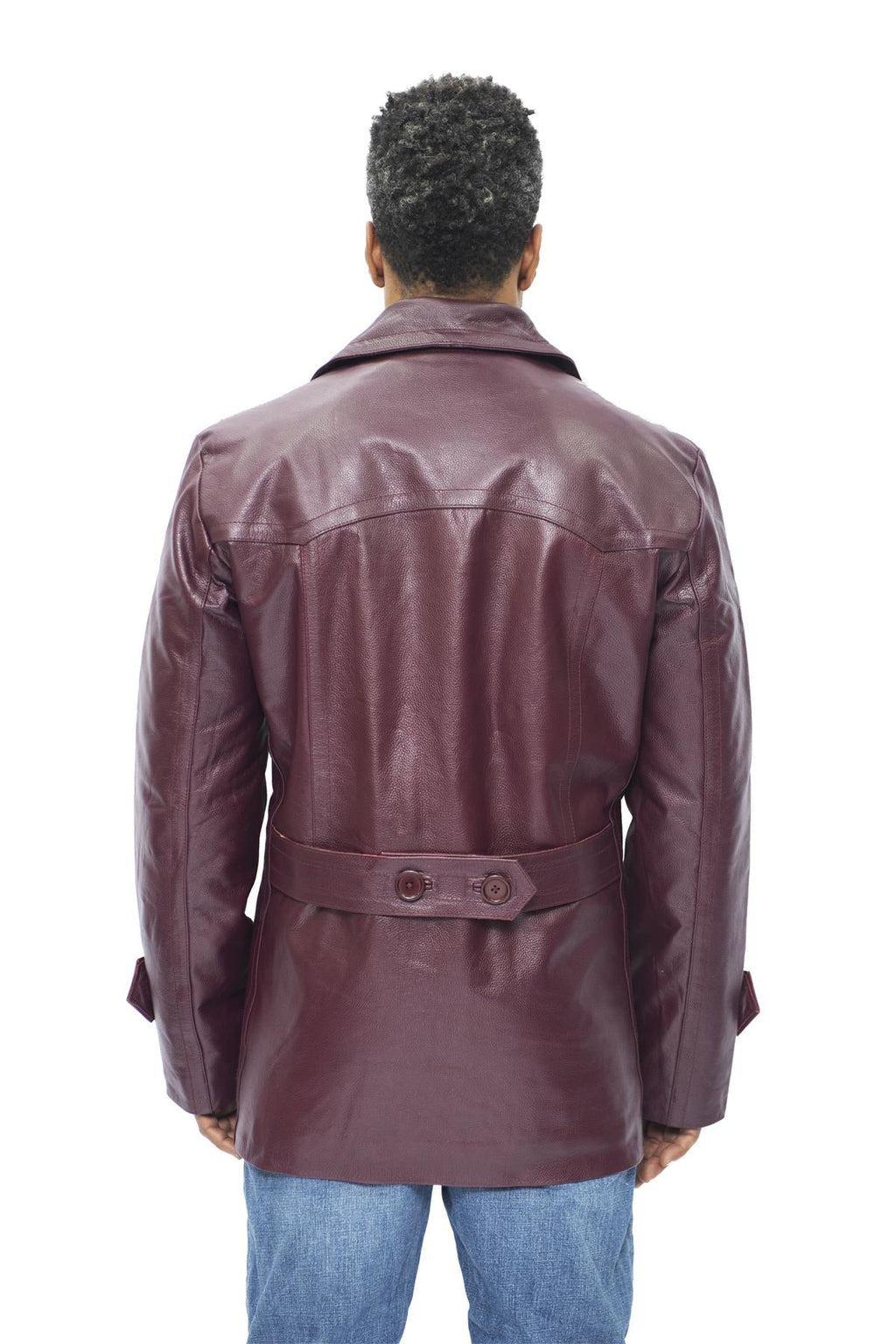 Mens Cowhide Leather Peacoat-Krakaw