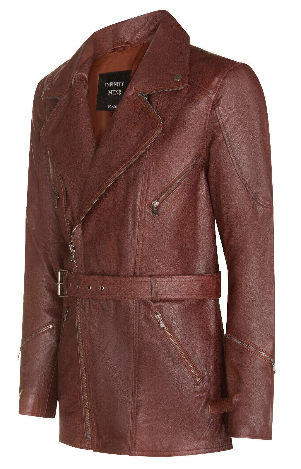 Mens Cross Zip Mid-Length CE Armour Biker Jacket